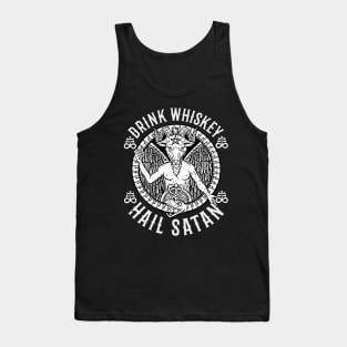 Drink Whiskey Hail Satan - Satanic Baphomet Gift Tank Top